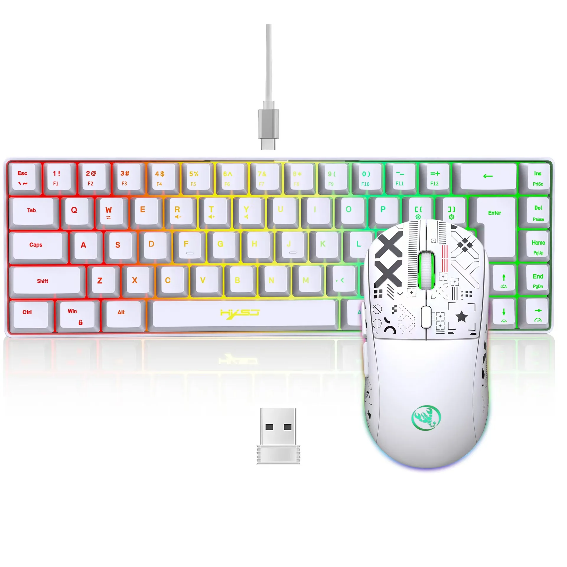 60% gaming Keyboard and mouse combo set gamer white key board combo computer wired keyboards mouses office teclado for laptop pc photo 6
