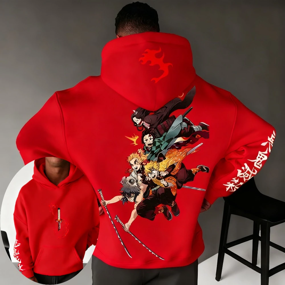 Demon Slayer: Kimetsu no Yaiba Men Hoodie Sweatshirt Japanese Anime Spring Autumn Winter Boy Long-sleeved Parent-child Outfit photo 4