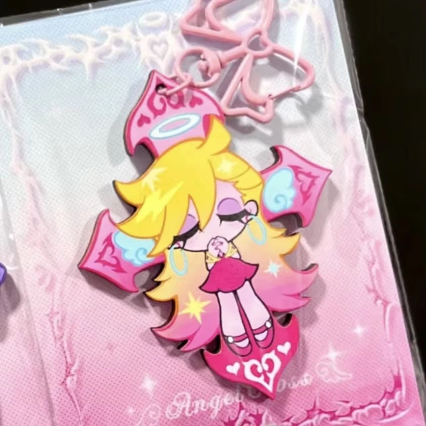Fashion Panty & Stocking with Garterbelt Anime KeyChain Men Key Chain for WomenKawaii Figure Acrylic Keyring Pendant Gifts photo 3