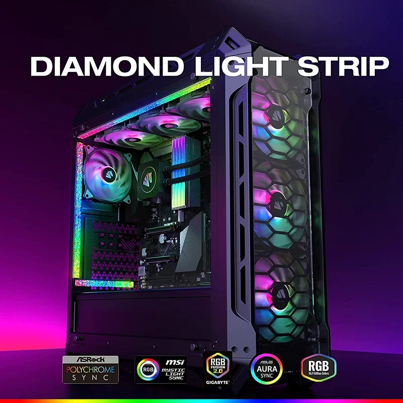 Acrylic ARGB LED Strip Lights for PC 5V 3pin 4pin RGB Diamond Hard Bar Work with Aura Gigabyte Mystic Fusion MSI SYNC Deco Light photo 6