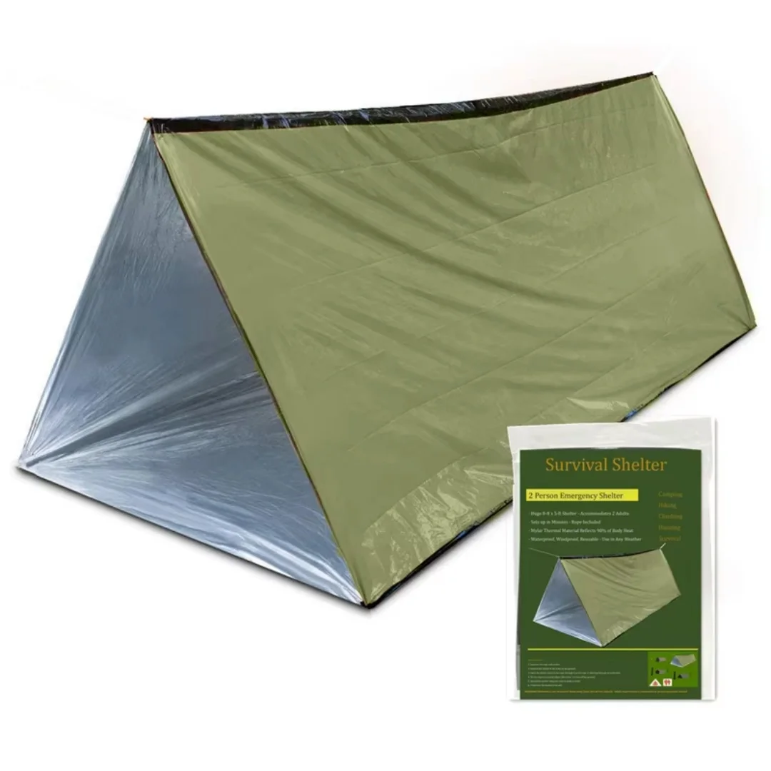 2-Person Outdoor Camping Tent Waterproof Lifesaving Tent Emergency Escape Camping Survival Tent Kit Outdoor Camping Mat photo 1