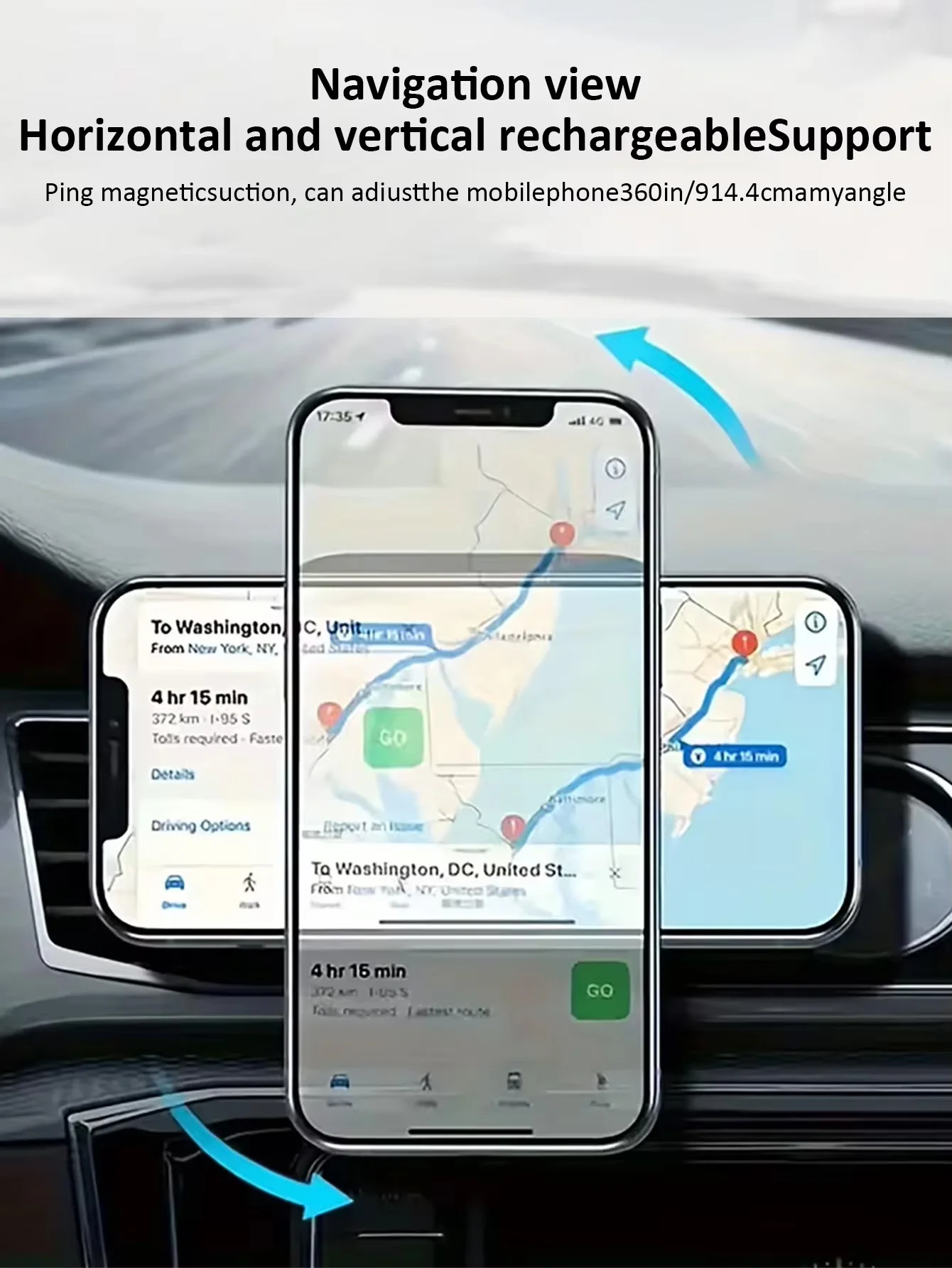 Magnetic wireless car charger phone holder photo 5