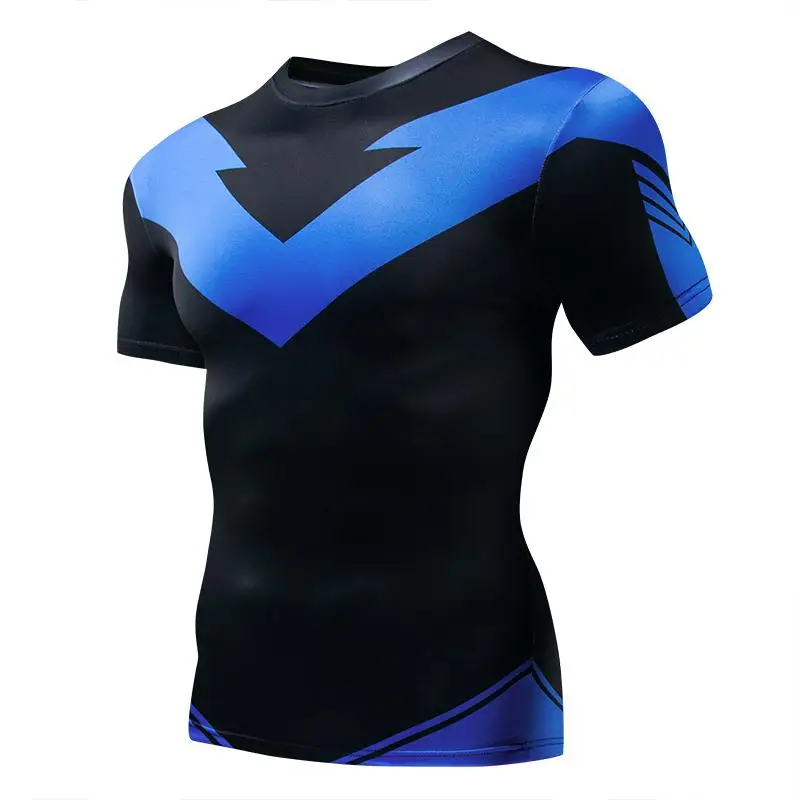 Compression T-Shirts Sportswear Gym Rash Guard Boxing Training Sports Tops 3D Nightwing Men T Shirt Running Quick-Dry Shirts Men photo 2