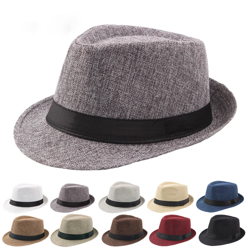 Trendy Wide Brim Men Straw Hat Women Summer Solid Color Fedoras Jazz Sun Cap Outdoor Casual Panama Cowboy Hats photo 1
