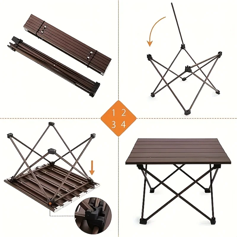 1pcSmall Portable Folding Stainless Steel Multifunctional Outdoor Camping Side Table for Beach Picnic BBQ Hiking Boating Cooking photo 5