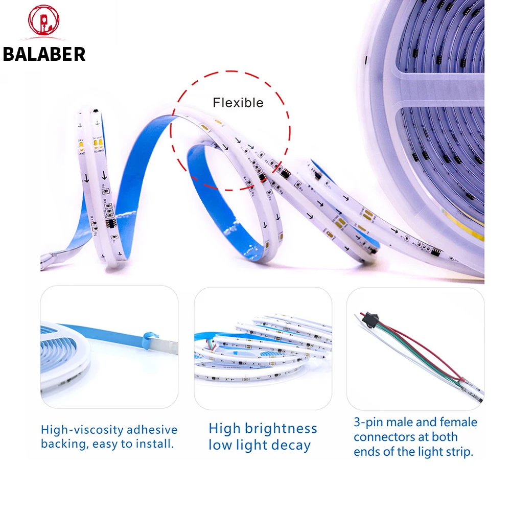FOB COB Light Strip, SPI Addressable WS2811, Dreamy Colors, 360/480/576/720 LEDs, Low-Voltage 5V/12V/24V RGB LED Light Strip photo 2
