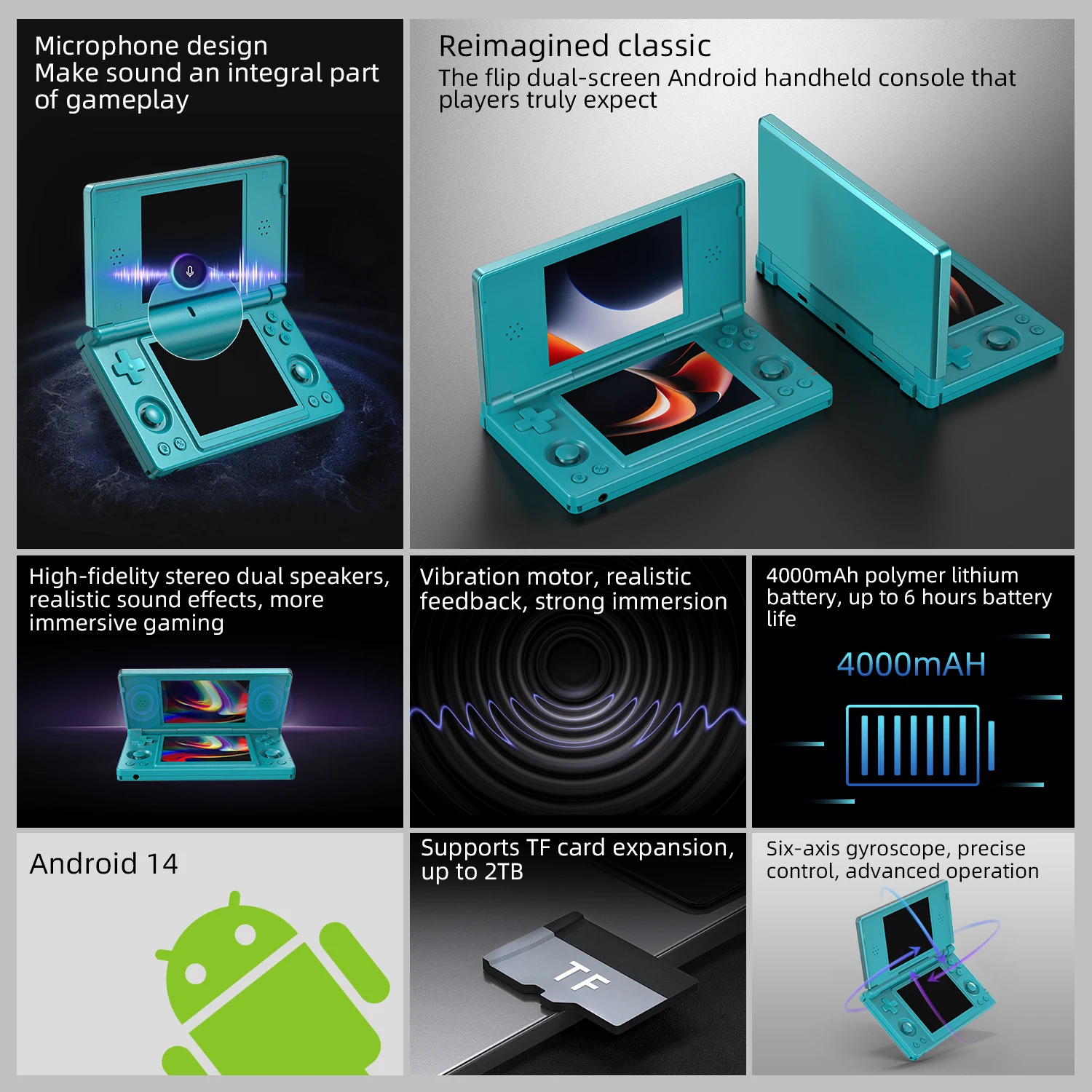 Anbernic RG DS Foldable Handheld Game Console RK3568 RGDS Android 14 System Dual 4 Inch OCA Full Touch Screen 4000mAh 3+ 32gb photo 4