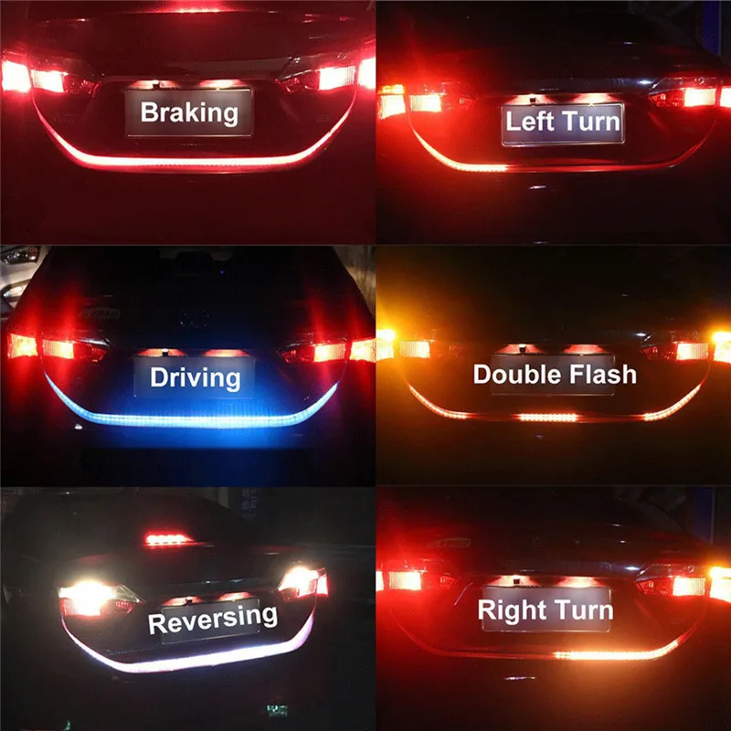 1.2m 12V RGB Flow Type LED Car Tailgate Strip Waterproof Brake Driving Turn Signal Light Car Styling 4 Colors photo 1