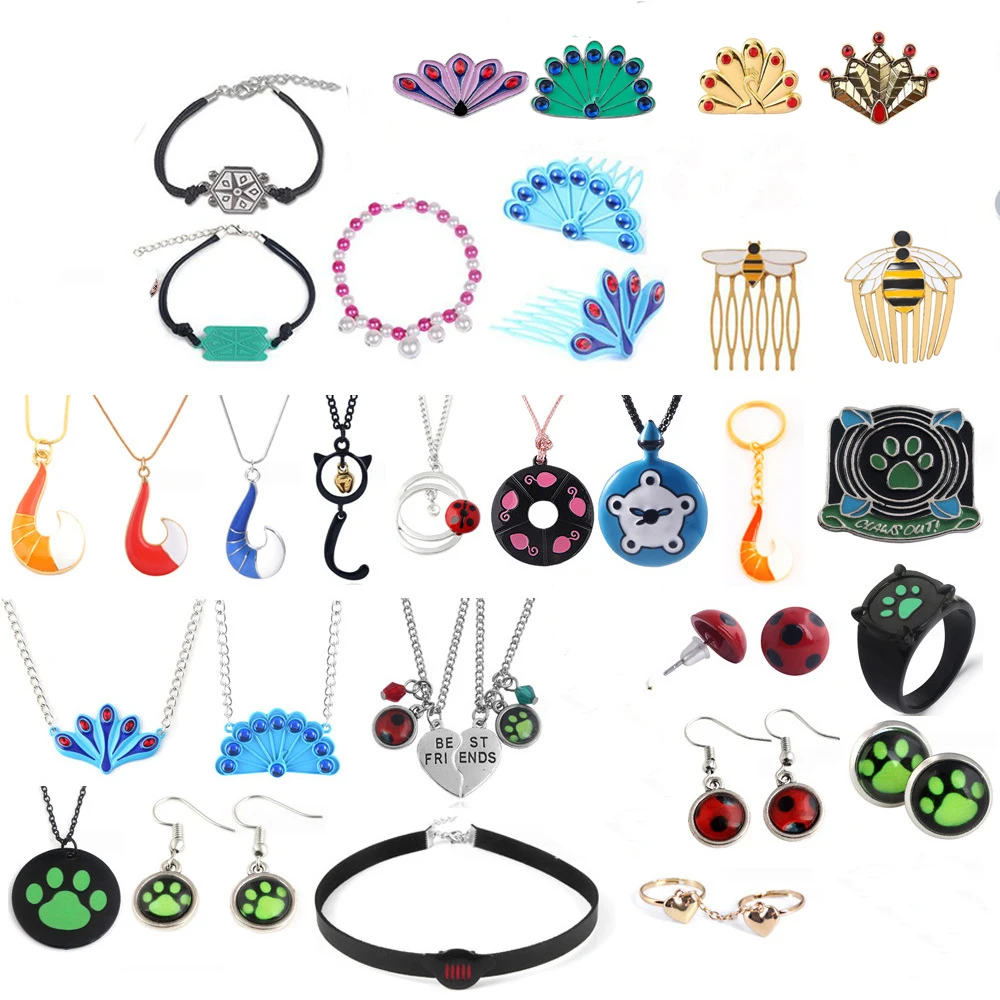 Cute cartoon girl jewelry necklace ring bracelet badge cosplay props gift photo 1