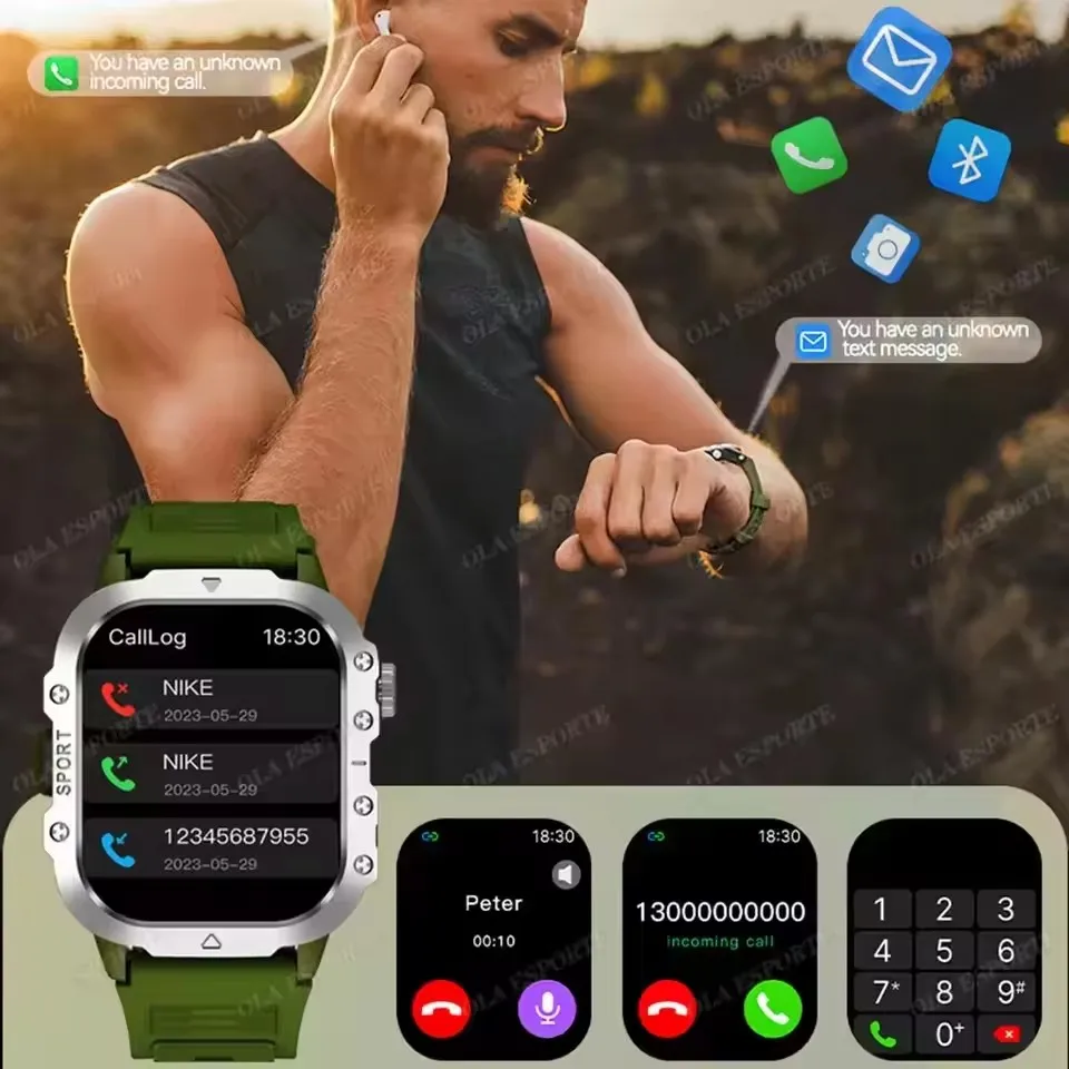 2026 New Rugged Military GPS Smart Watch Men Bluetooth Call Health Monitoring Sports 5ATM Waterproof Smartwatches Man Pk HT30 photo 3