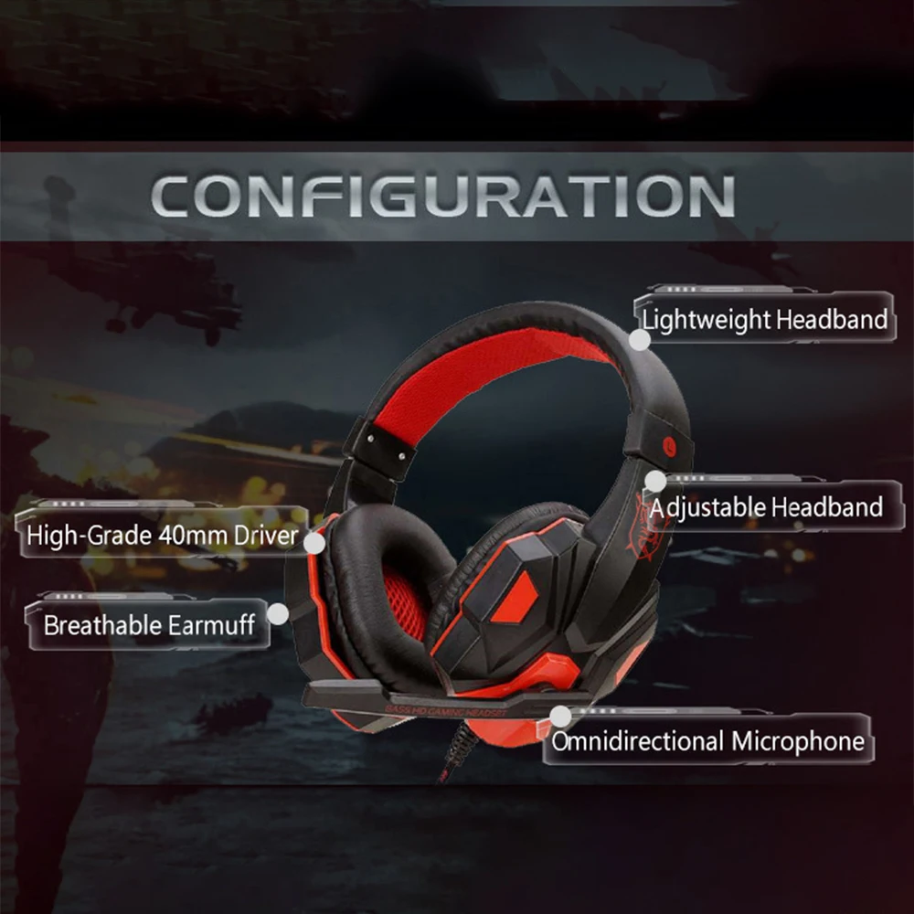 3.5mm Wired Gaming Headsets With 120° Adjustable Noise Cancelling Microphone Gamer Headphones For PS4/PS5/Xbox Smartphone Laptop photo 2