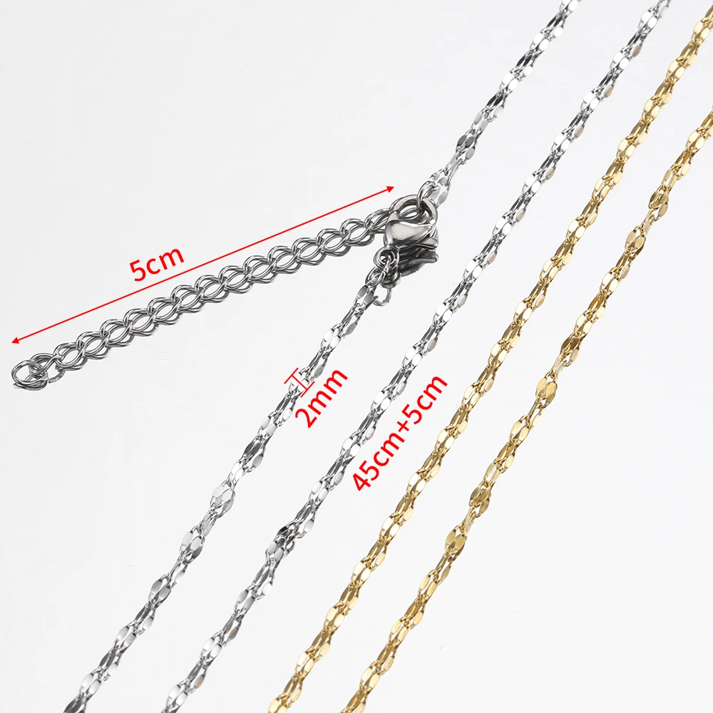 10pcs 5pcs Stainless Steel Bead Chain Necklace Chains for DIY Jewelry Making Findings 45cm+5cm Chain with Lobster Clasps No Fade photo 6
