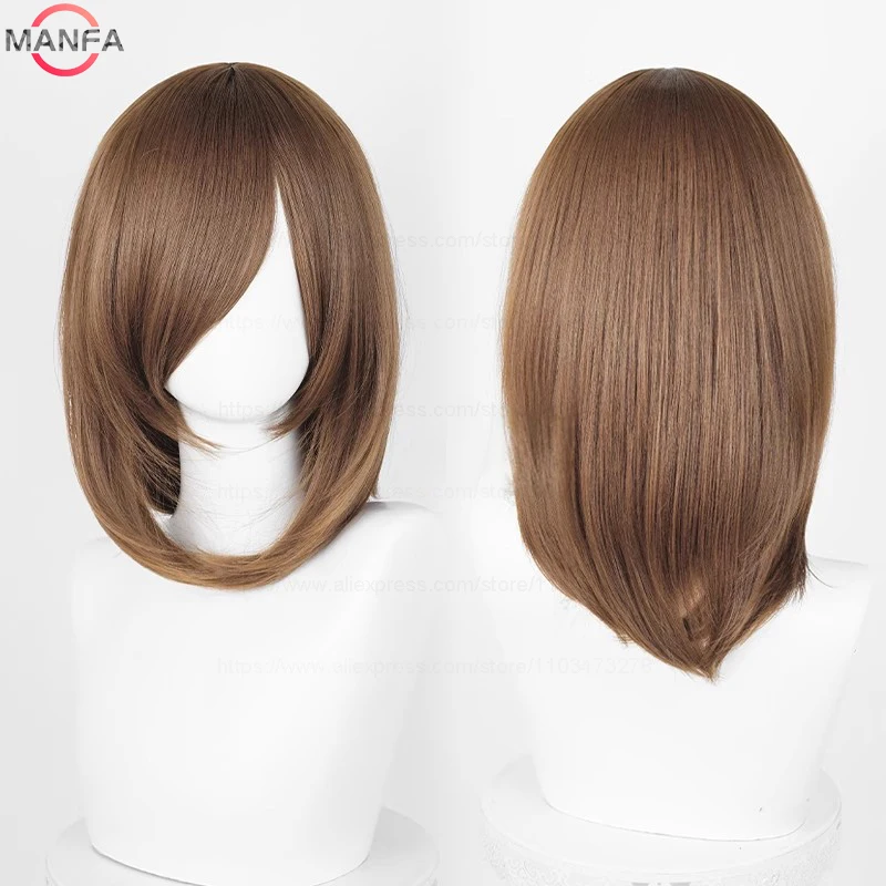 40cm Medium Basic Anime Cosplay Wig Bang Blond  Black White Red Pink Green Brown Gold Blue Heat Resistant Synthetic Hair Wigs photo 6