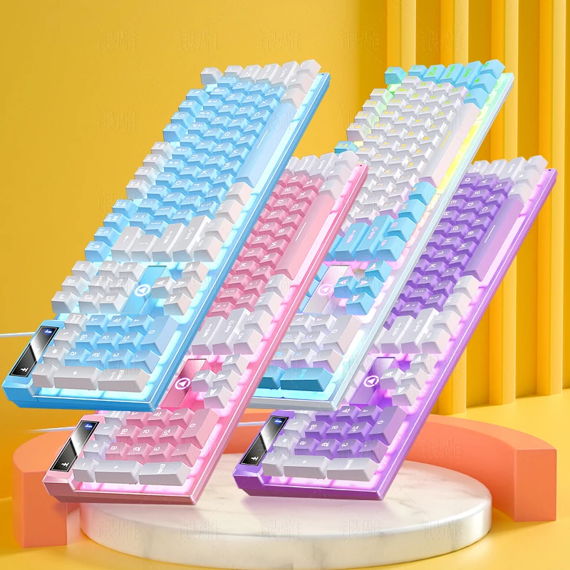 104 Keys Gaming Keyboard Wired Keyboard Color Matching Backlit Mechanical Feel Computer E-sports Peripherals for Desktop Laptop photo 1