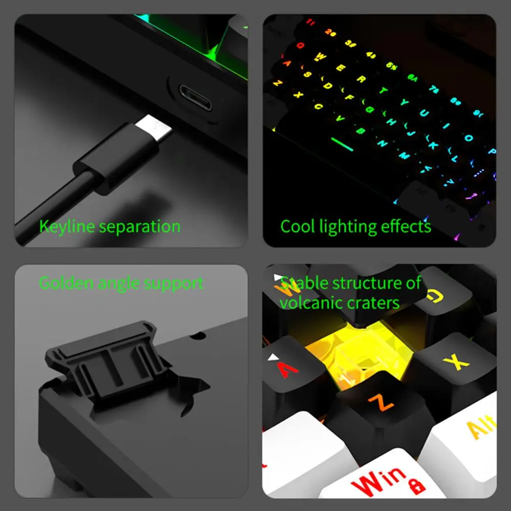 Gaming Mechanical Keyboard Rgb Mechanical Gaming Keyboard Mouse Set with 61 Wired Mini Office Kit for Universal for Gamers photo 6