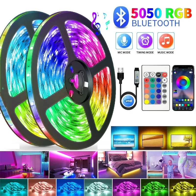 5V Usb Led Lights For Room 5050 Rgb Led Strip 5 10 Meter Diode Tape Gamer Decoration Ice String Bar Lighting Adhesive Led Ribbon photo 1