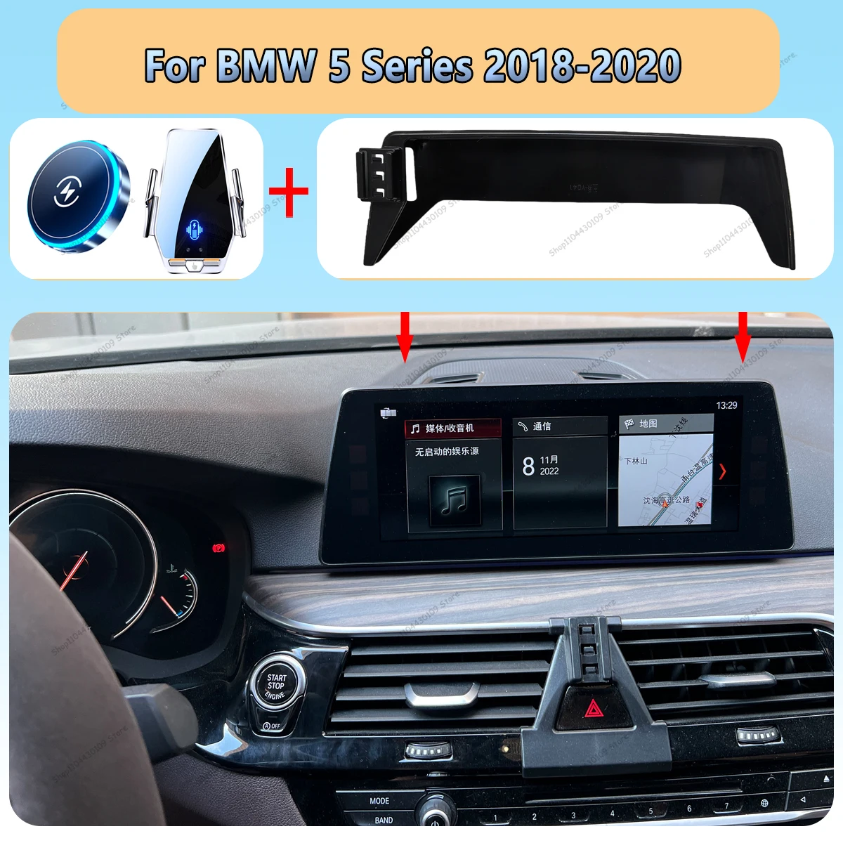 For BMW 5 Series G30 2018-2020 Car Phone Screen Holder Magnetic Wireless Charging Car Phone Mount For MagSafe photo 1