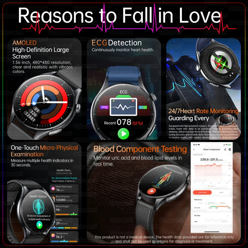 For XIAOMI 2025 New ECG+PPG Smartwatch Precise Uric Acid Blood Lipids Pressure Body Analysis Smart Watch Men BT Call NFC Watches photo 2