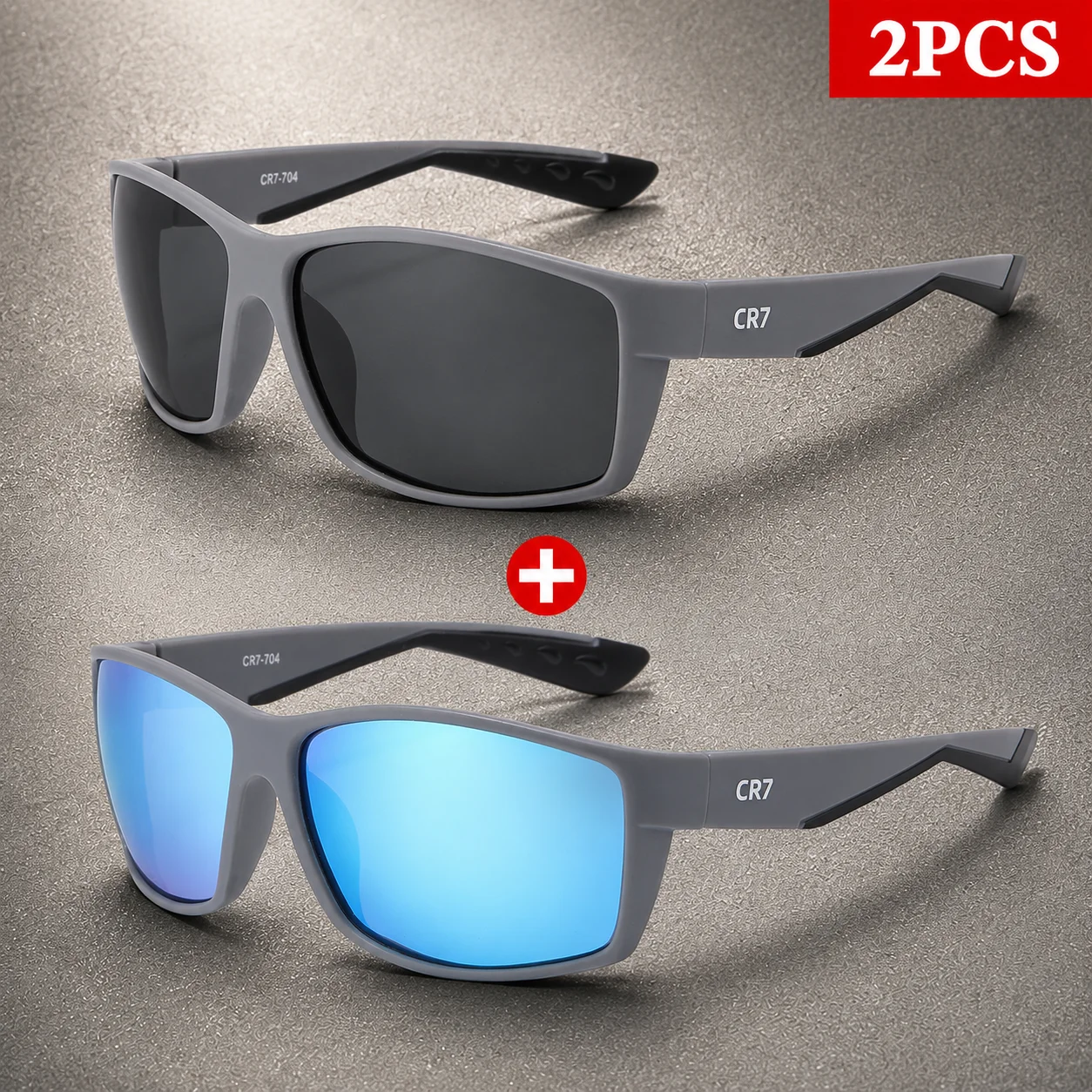 2Pcs/Set CR7 Polarized Sunglasses Men UV400 Protection Outdoor Glasses for Fishing Cycling Hiking Running Beach Travel Sports photo 1