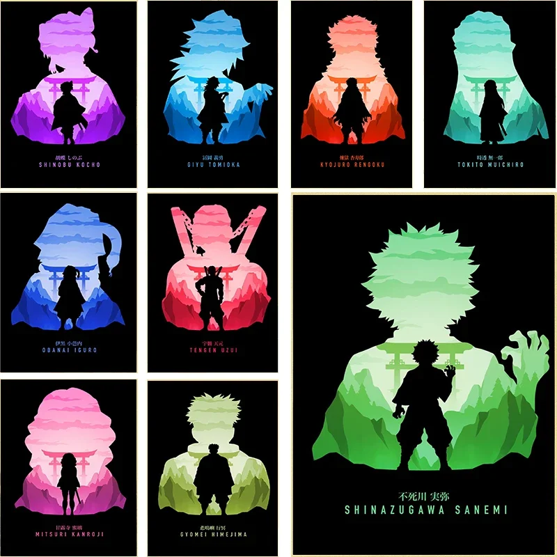 Minimalistic Art Demon Slayer Muichiro Sanemi Canvas  Japanese Anime Poster Print Wall Art For Living Room Home Decor photo 1