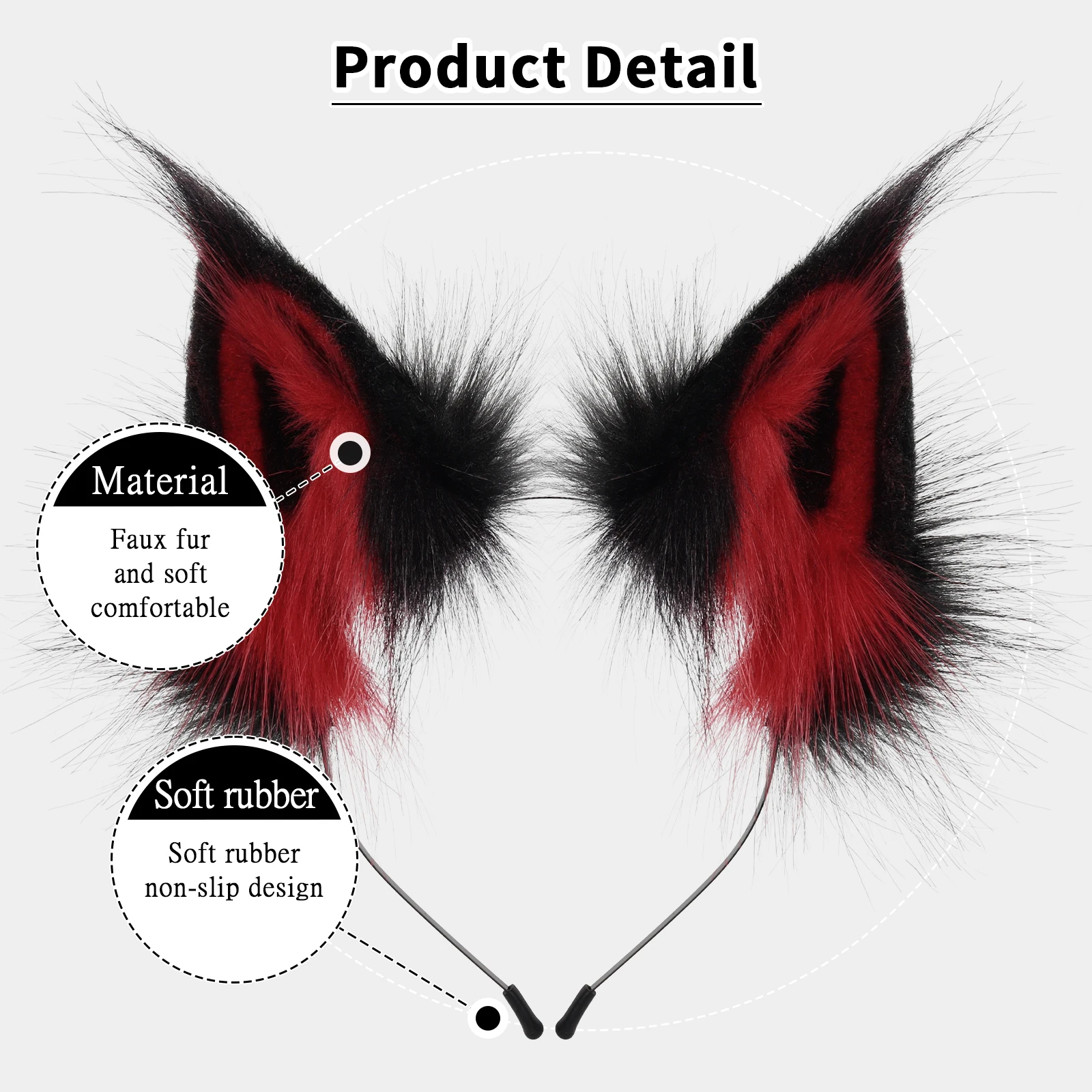Animal Faux Fur Fox Wolf Ear Headband Furry Handmade Hairband Headwear Costume Cosplay Accessories photo 3