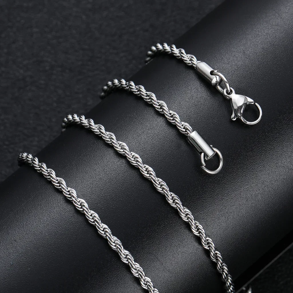2-6MM Stainless Steel Necklace For Women Men Never Fade Waterproof Twisted Rope Chain Fashion Jewelry 16-30 inches photo 4