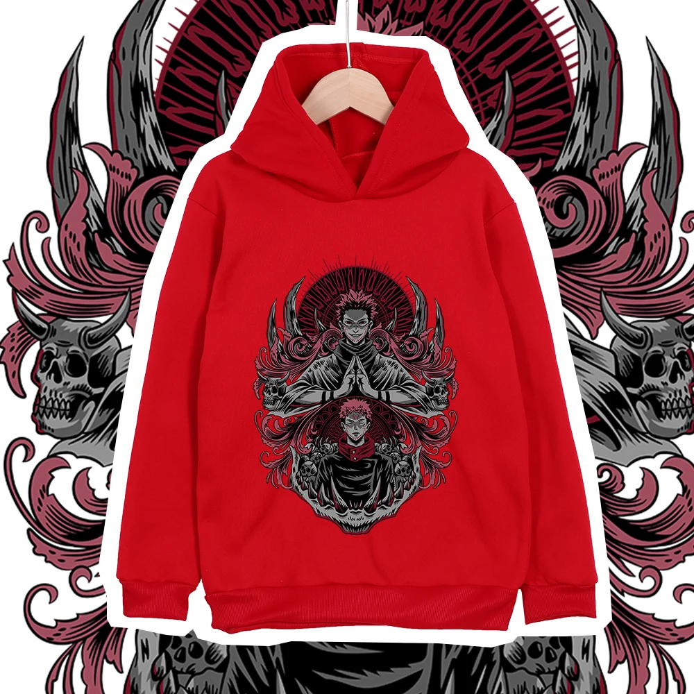 Kids Anime Hoodie Jujutsu Kaisen Sukuna Itadori Print Cotton Sweatshirt Unisex Boys Girls Casual Pullover 100-160cm photo 5