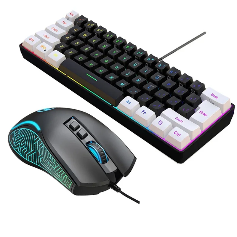 Keyboard and Mouse 60% Computer Gaming Combo Kit PC Backlit Wired Keyboards Mice Kit Office Combos De Promocao Ergonomic Teclado photo 1