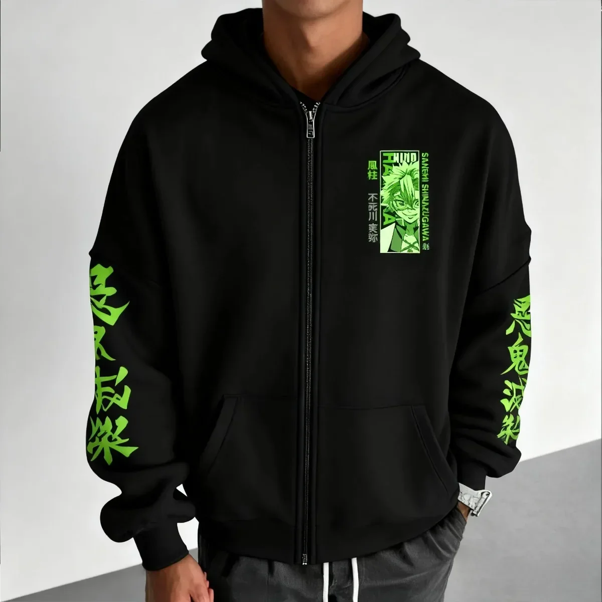 Demon Slayer 2025 Trend Explosion Rengoku Kyojuro Cyberpunk Anime Hoodie White Cotton Casual Autumn Winter Streetwear Fashion photo 1