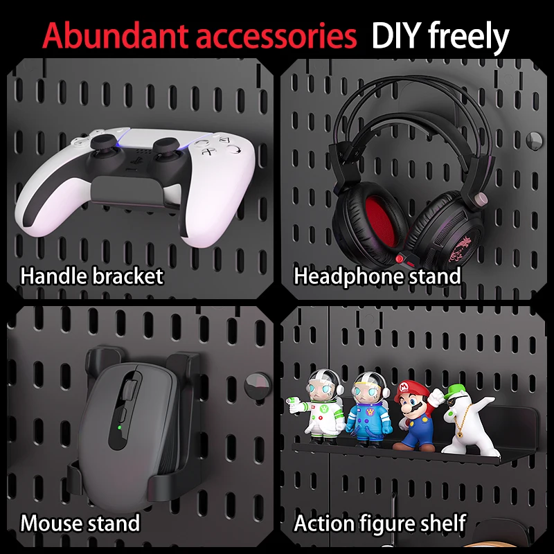 No Drill Desktop Pegboard Rack Gaming Room Organizer For Controllers Headphones Switch Figurine Stationery Storage photo 6