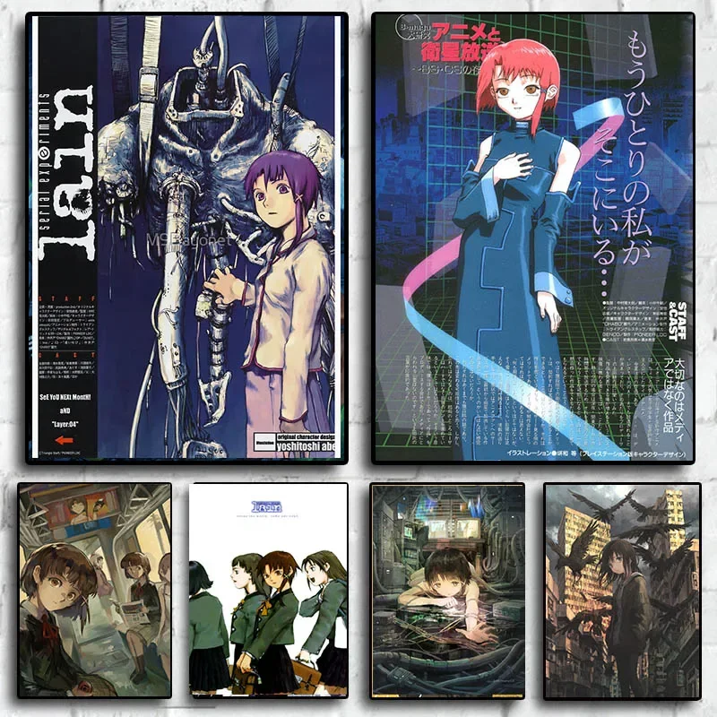 Retro Horror Anime Figure Posters Serial Experiments Iwakura Lain Poster S Pop Wall Art Home Canvas Painting Kawaii Room Decor photo 1
