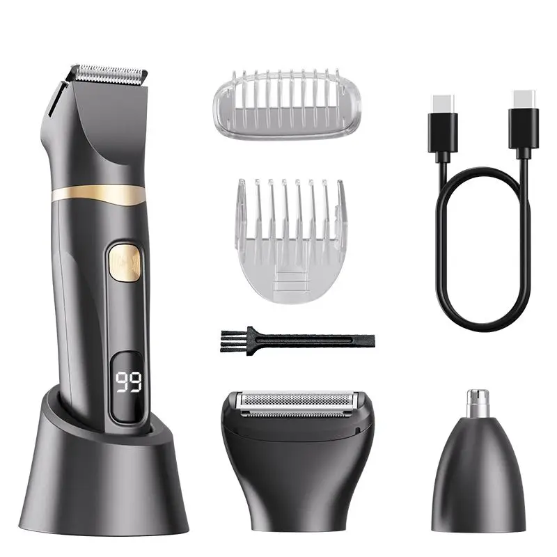 Scttomon 3-in-1 Men's Grooming Kit Hair Clipper Beard Trimmer Shaver Nose Cutter with LED Display And Charging Stand photo 1