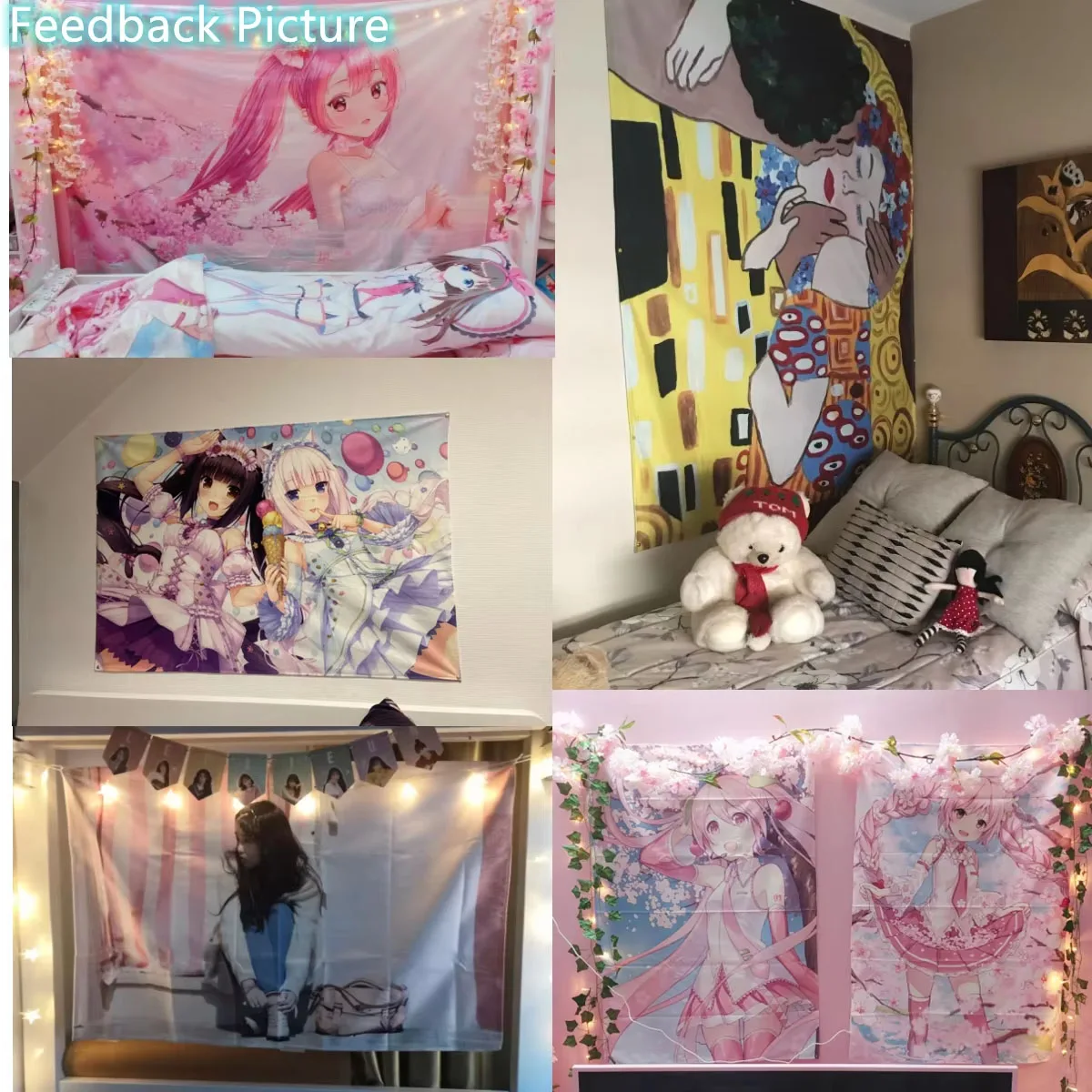 Anime Nekoparas Wall Tapestry Kawaii Background Cloth Wall Decoration Psychedelic Girls' Dormitory Pink Room Banner photo 6
