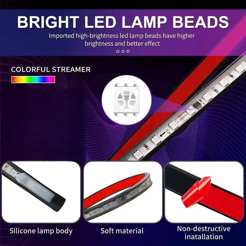 24V LED Strip Lights Trucks And Vans Neon Light Bar RGB Colors Flashing Atmosphere Lamp Easy to Install Suitable for Scenarios photo 3