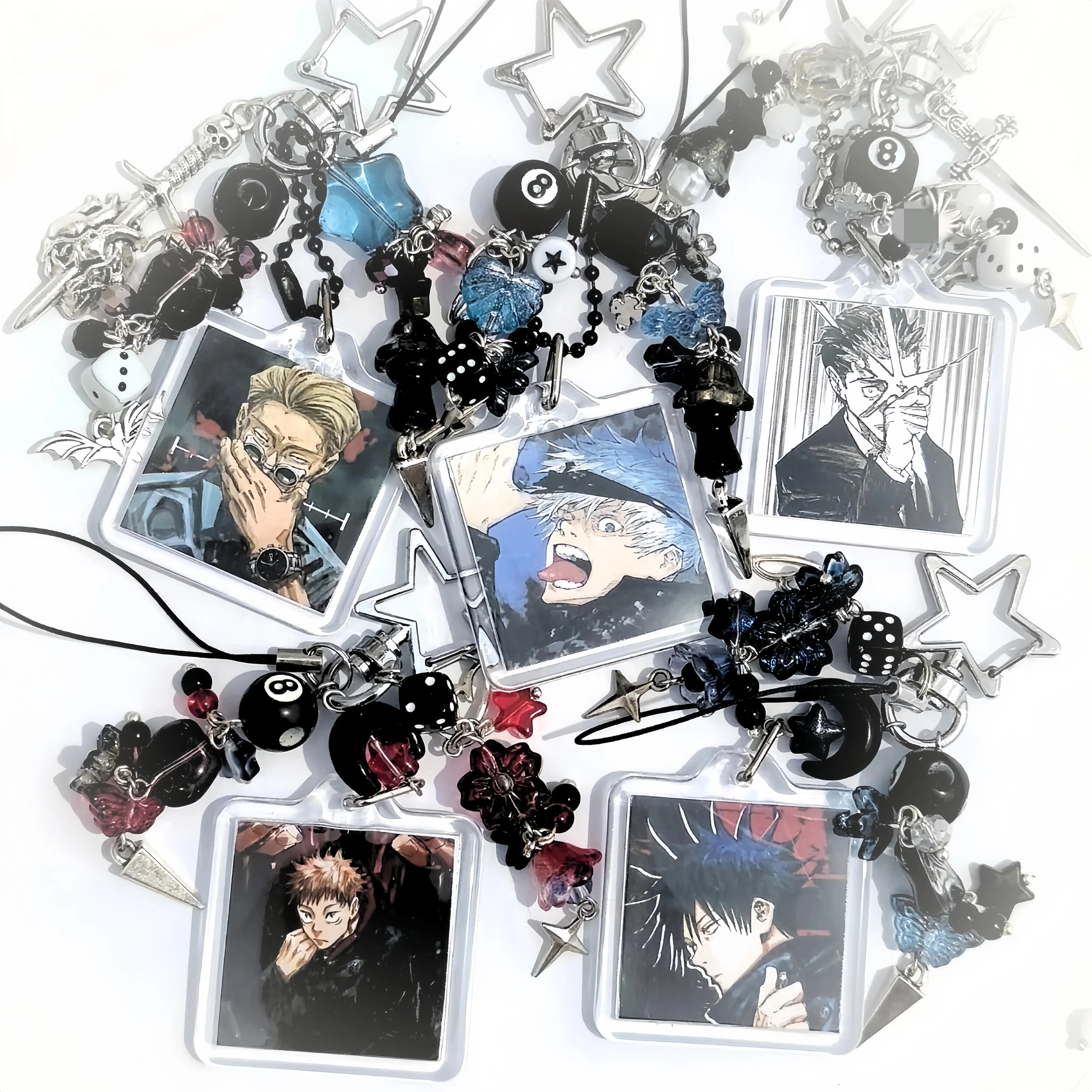 JJK DIY Anime Character Photo Keychain Y2K Cool Acrylic Bag Phone Pendant photo 1