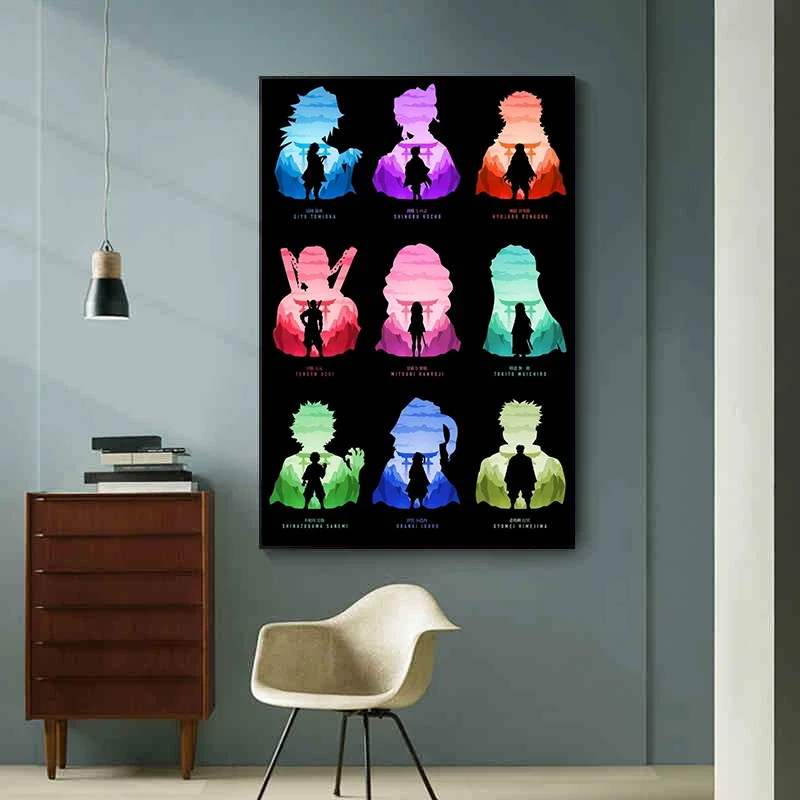 Minimalistic Art Demon Slayer Muichiro Sanemi Canvas  Japanese Anime Poster Print Wall Art For Living Room Home Decor photo 3