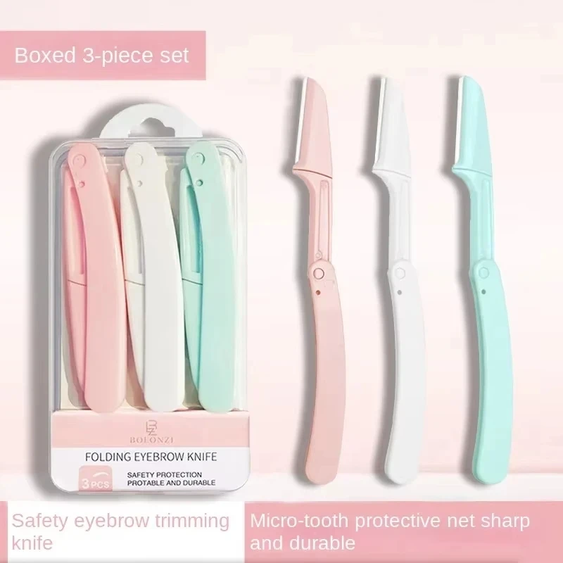1/3-Piece Folding Facial Shaver, Facial Eyebrow Trimmer, Eyebrow Razor, Anti-Scratch Razor, Makeup Tools, Unisex Facial Razor photo 1