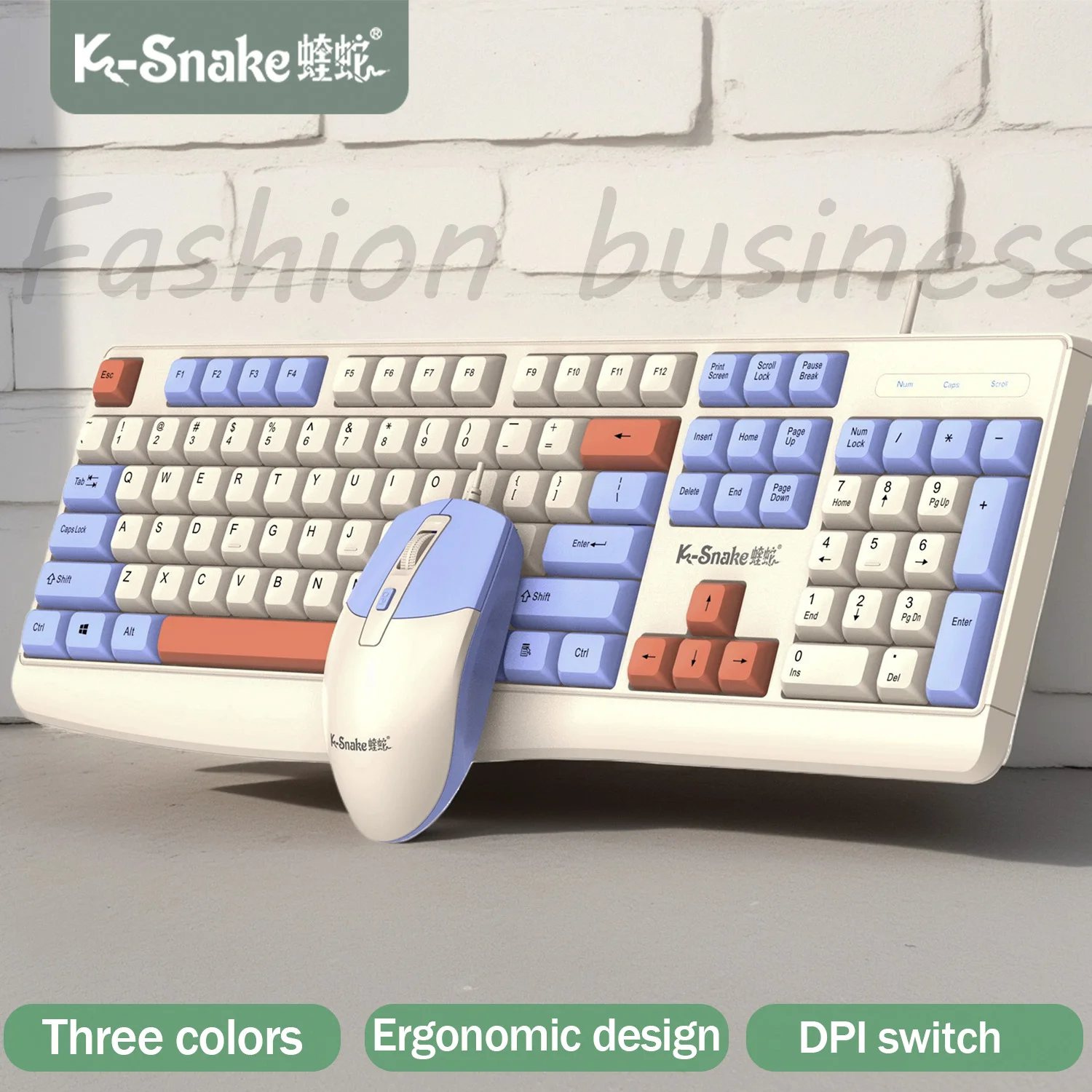 K-snake KM300 Wired Keyboard and Mouse Set USB Ergonomic Desktop Laptop Keyboard and Mouse Home Office photo 1