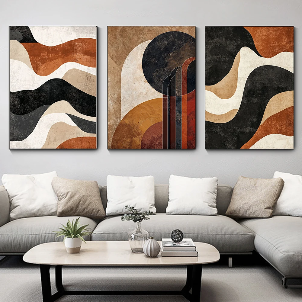 Abstract Geometric Canvas Painting For Office Living Room Home Decor Vintage Poster Wall Decor Minimalist Canvas Wall Art Mural photo 3