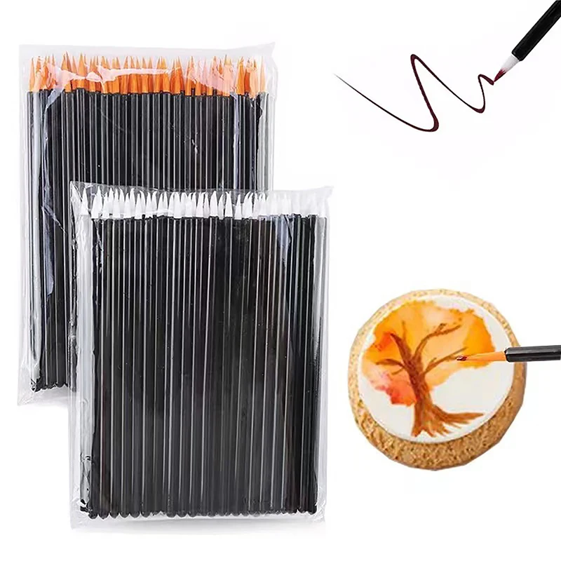 【B】50Pcs Disposable Eyeliner Brushes Fine Fiber Head Eyeliner Cream Applicator Eye Cosmetic Brush With Cap Makeup Beauty Tools photo 2