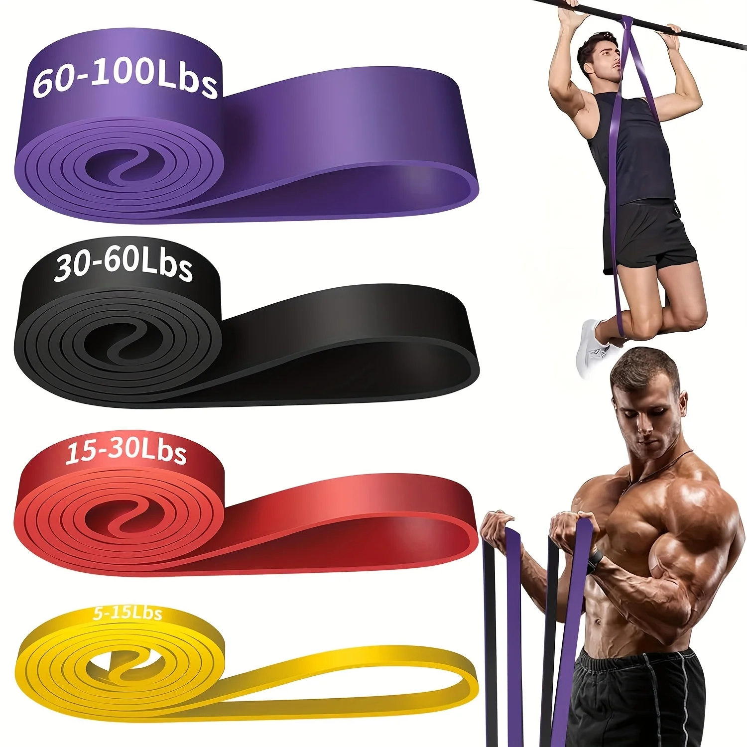 ​​1pc Stackable Heavy Tension TPE Resistance Band Set - Anti-Snap for Home Gym Muscle Strength & Body Stretching​​  Yoga Gym photo 1