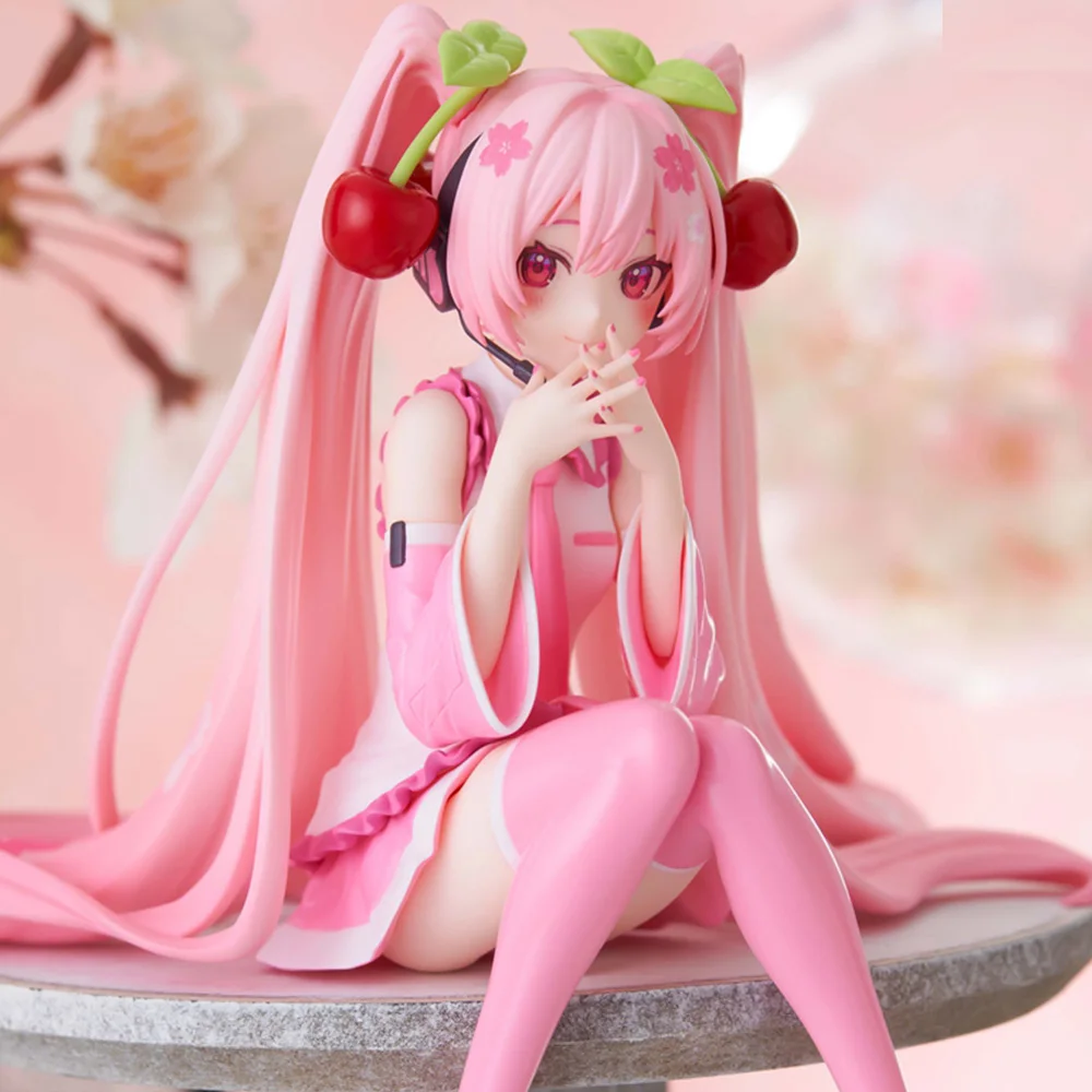 Hot Hatsune Miku Anime figure Pink dress model action figures toys Cherry pink PVC cherry blossom decoration collect Model gifts photo 3