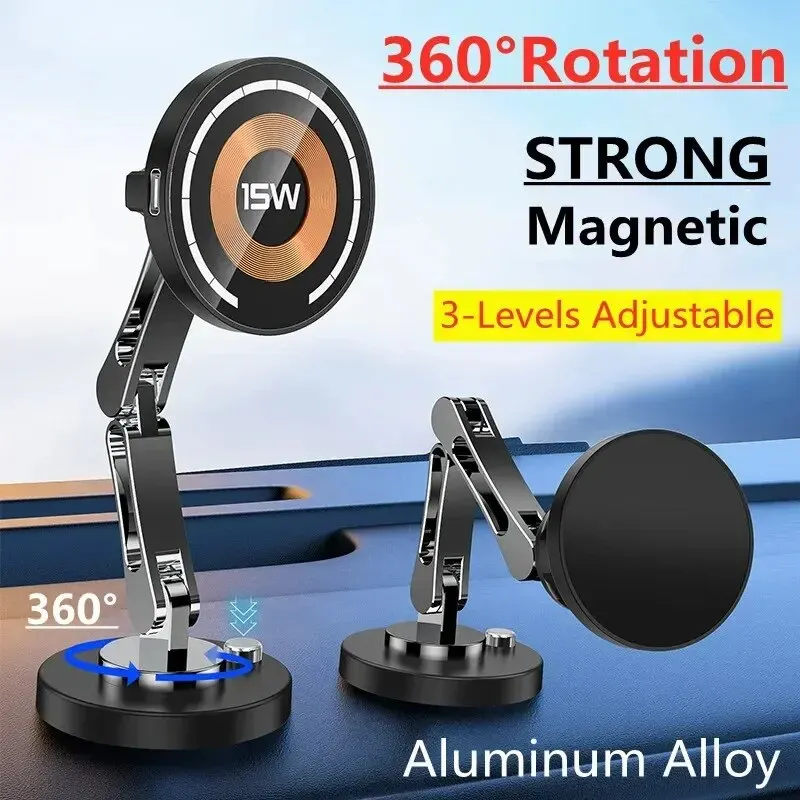Magnetic Car Wireless Charger Stand Magnet Car Mount Fast Charging Station Phone Holder Bracket For Macsfae iPhone 15 14 13 12 photo 1