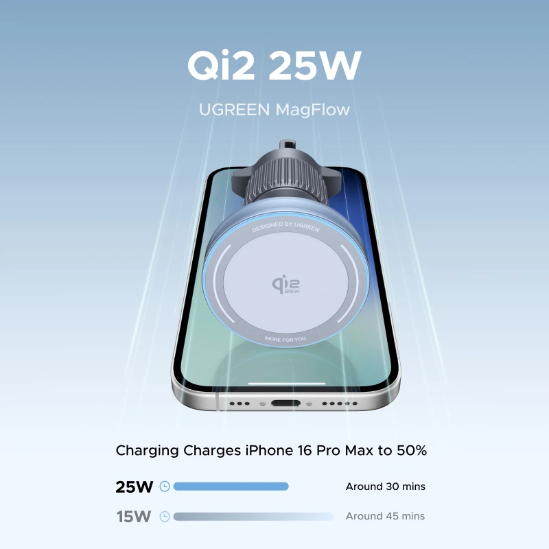 UGREEN Qi2.2 25W 15W Magnetic Car Phone Holder Wireless Charger Stand For iPhone 17 16 Pro Max Charging Magnetic Car Charger photo 2