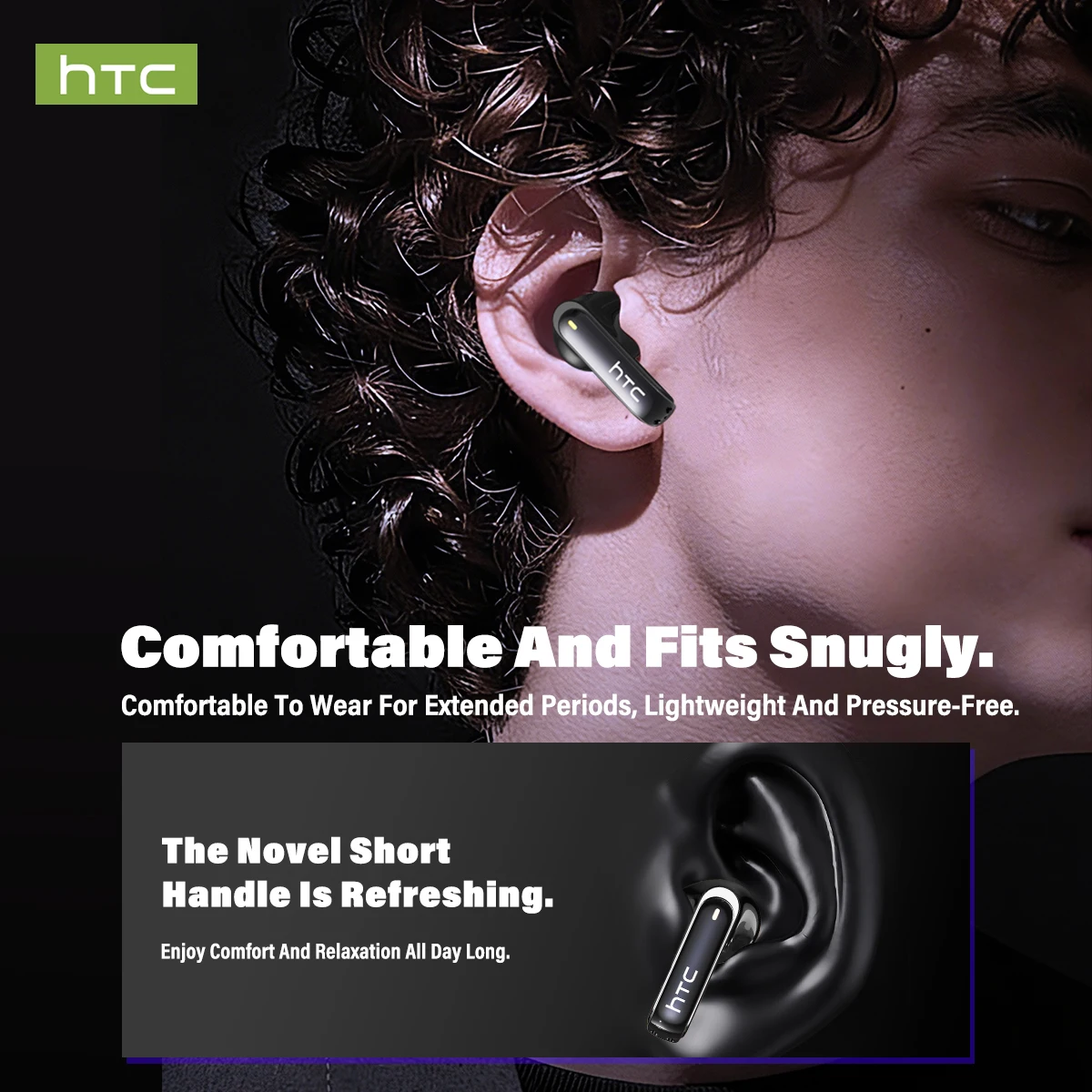 Wireless Headphones Bluetooth HTC NE70 Earphones Microphones Earbuds AI Translator 30Hours of Battery Life Full HD LCD Display photo 5