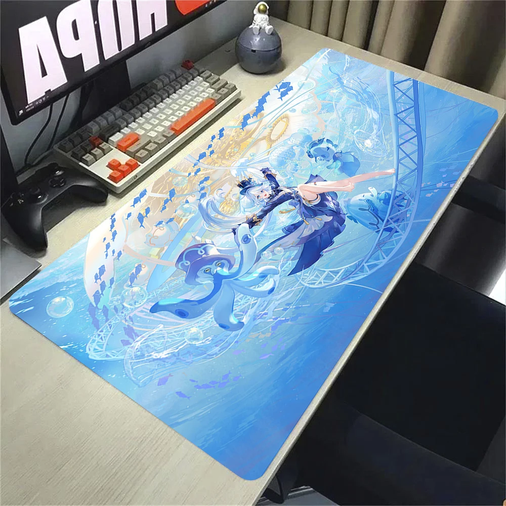 Genshin Impact Furina Anime Game Mousepad Office PC Kawaii Gaming Accessories Keyboard Mouse Pad Laptop 90x40cm Mouse Mat Carpet photo 5