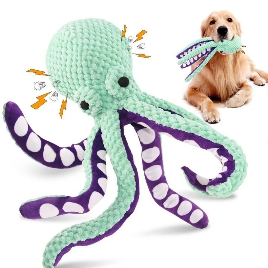 Squeaky Octopus Plush Dog Toy Indestructible Teething Chew Toy Interactive Sound Pet Stress Relief Boredom Toy for Dogs and Cats photo 1