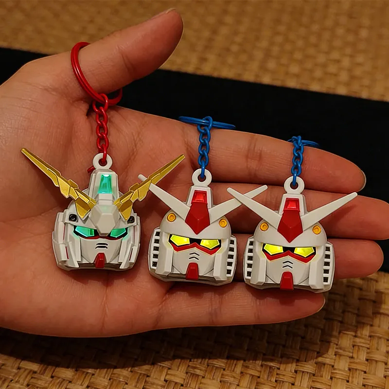 New SD RX-78-2 Luminous Head Keychain Desktop Ornament backpack charm PVC Model Collectible Anime Figure Trendy Toy Gift photo 3