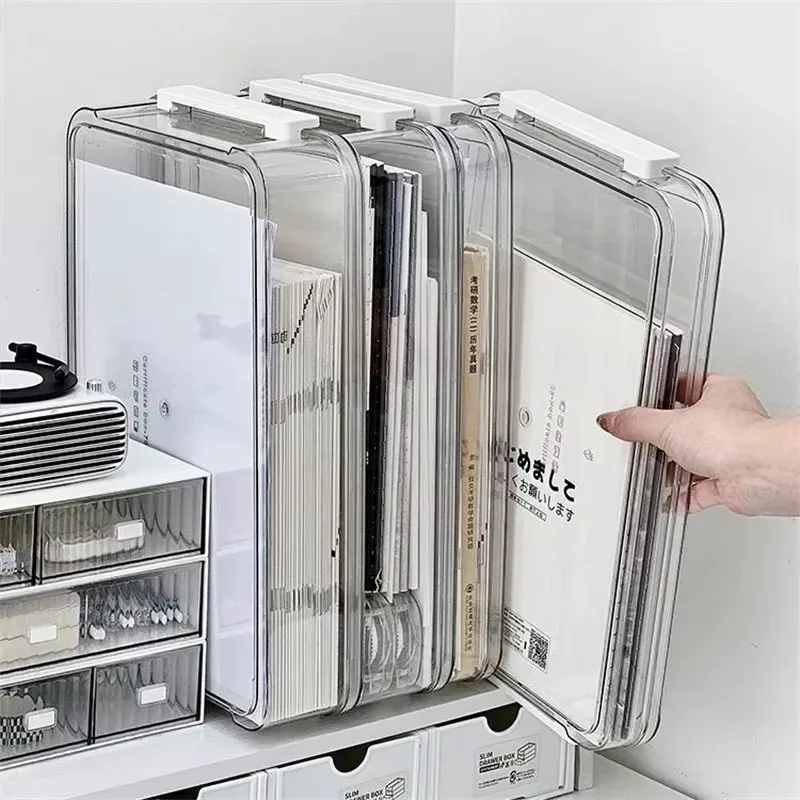 Acrylic Transparent Desktop Paper Storage Box A4 File Document Exam Paper Organizer Household Dust Proof Card Holder Case photo 1