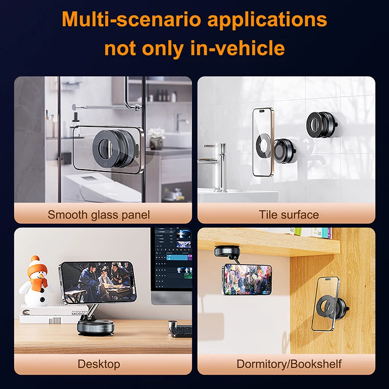 2026 New 360 ° Adjustable Suction Cup Phone Holder Vacuum Magnetic Car Phone Holder Magnetic Foldable Phone Holder Pocket Sized photo 6
